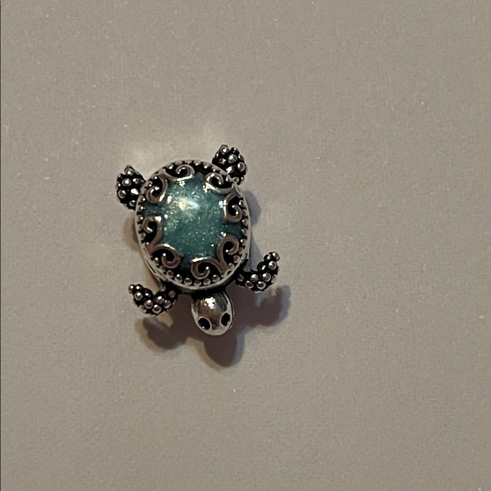 Silver and Blue Turtle Charm - Picture 7 of 8